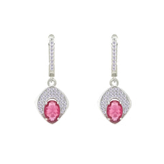 Asfour Crystal Jewelry Set With Dark Rose Oval Design In 925 Sterling Silver-SD0164-O5-7