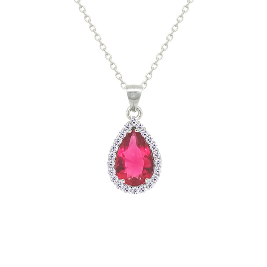 Asfour Crystal Jewelry Set With Dark Rose Pear Design In 925 Sterling Silver-SD0165-O5-8