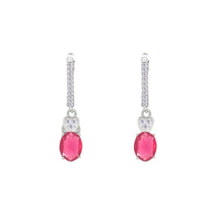 Asfour Crystal Jewelry Set With Dark Rose Oval Design In 925 Sterling Silver-SD0168-O5-9