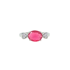 Asfour Crystal Jewelry Set With Dark Rose Oval Design In 925 Sterling Silver-SD0168-O5-9