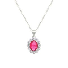 Asfour Crystal Jewelry Set With Dark Rose Oval Design In 925 Sterling Silver-SD0169-O5-8