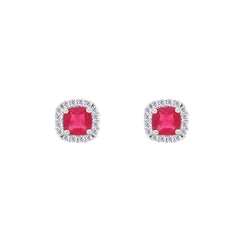 Asfour Crystal Jewelry Set With Dark Rose Square Design In 925 Sterling Silver-SD0172-A-O5-8