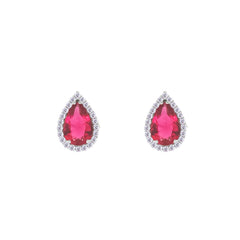 Asfour Crystal Jewelry Set With Dark Rose Pear Design In 925 Sterling Silver-SD0173-A-O5-8