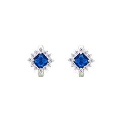 Asfour Crystal Jewelry Set With Blue Square Design In 925 Sterling Silver-SD0178-B-9