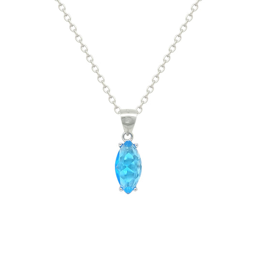 Asfour Crystal Jewelry Set With Light Blue Marquise Design In 925 Sterling Silver-SD0180-LB-7