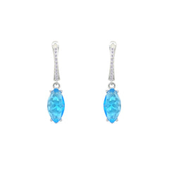 Asfour Crystal Jewelry Set With Light Blue Marquise Design In 925 Sterling Silver-SD0180-LB-7