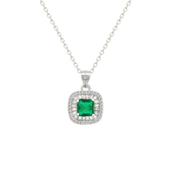 Asfour Crystal Jewelry Set With Emerald Square Design In 925 Sterling Silver-SD0181-G-7