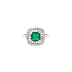 Asfour Crystal Jewelry Set With Emerald Square Design In 925 Sterling Silver-SD0181-G-7