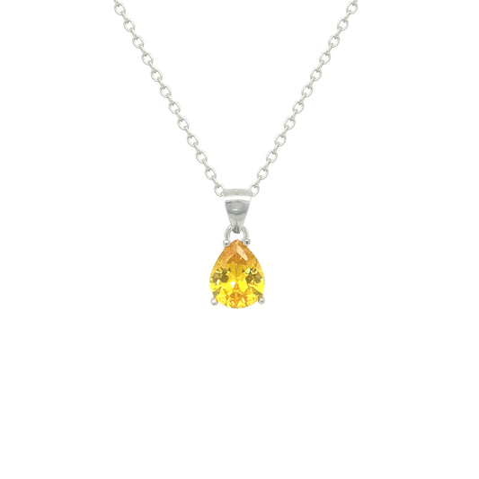 Asfour Crystal Jewelry Set With Yellow Pear Design In 925 Sterling Silver-SD0182-Y-8