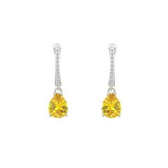 Asfour Crystal Jewelry Set With Yellow Pear Design In 925 Sterling Silver-SD0182-Y-8