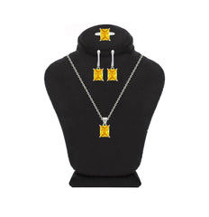 Asfour Crystal Jewelry Set With Yellow Emerald Design In 925 Sterling Silver-SD0183-Y-7