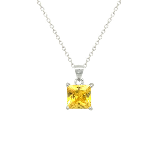 Asfour Crystal Jewelry Set With Yellow Square Design In 925 Sterling Silver-SD0184-Y-7
