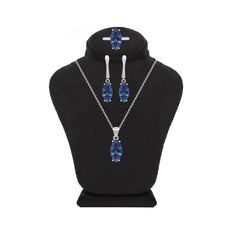 Asfour Crystal Jewelry Set With Multi Color Marquise Design In 925 Sterling Silver-SD0185-AB-7