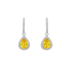 Asfour Crystal Jewelry Set With Yellow Pear Design In 925 Sterling Silver-SD0186-Y-7