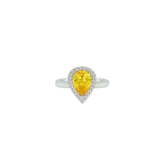 Asfour Crystal Jewelry Set With Yellow Pear Design In 925 Sterling Silver-SD0186-Y-7