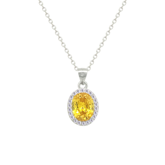 Asfour Crystal Jewelry Set With Yellow Oval Design In 925 Sterling Silver-SD0187-Y-9