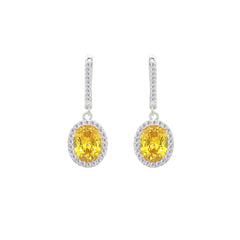 Asfour Crystal Jewelry Set With Yellow Oval Design In 925 Sterling Silver-SD0187-Y-9