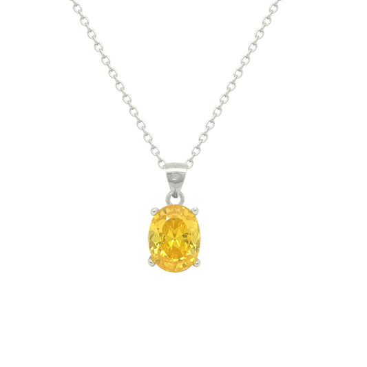 Asfour Crystal Jewelry Set With Yellow Oval Design In 925 Sterling Silver-SD0188-Y-7