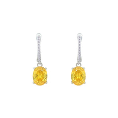 Asfour Crystal Jewelry Set With Yellow Oval Design In 925 Sterling Silver-SD0188-Y-7
