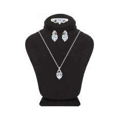 Asfour Crystal Jewelry Set With Heart Design In 925 Sterling Silver-SD0190-9