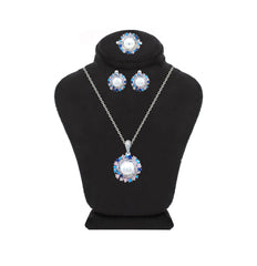 Asfour Crystal Jewelry Set With Decorative Multi Color Round Design In 925 Sterling Silver-SD0191-K-8