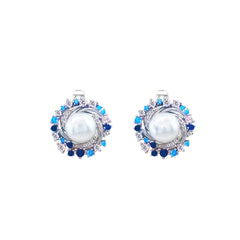 Asfour Crystal Jewelry Set With Decorative Multi Color Round Design In 925 Sterling Silver-SD0191-K-8