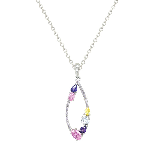 Asfour Crystal Jewelry Set With Multi Color Art Deco Design In 925 Sterling Silver-SD0192-K-8