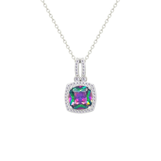 Asfour Crystal Jewelry Set With Multi Color Square Design In 925 Sterling Silver-SD0193-AB-8