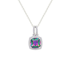 Asfour Crystal Jewelry Set With Multi Color Square Design In 925 Sterling Silver-SD0193-AB-8