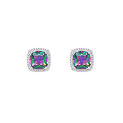 Asfour Crystal Jewelry Set With Multi Color Square Design In 925 Sterling Silver-SD0193-AB-8
