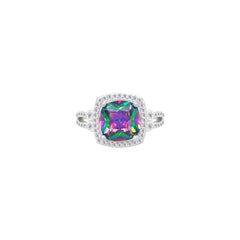 Asfour Crystal Jewelry Set With Multi Color Square Design In 925 Sterling Silver-SD0193-AB-8