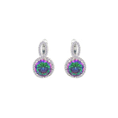 Asfour Crystal Jewelry Set With Multi Color Round Design In 925 Sterling Silver-SD0194-AB-7