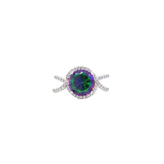 Asfour Crystal Jewelry Set With Multi Color Round Design In 925 Sterling Silver-SD0194-AB-7