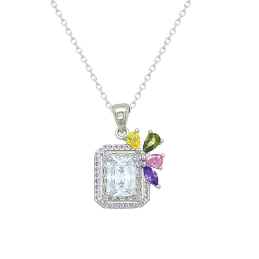 Asfour Crystal Jewelry Set With Multi Color Emerald Design In 925 Sterling Silver-SD0195-K-9