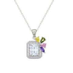 Asfour Crystal Jewelry Set With Multi Color Emerald Design In 925 Sterling Silver-SD0195-K-9