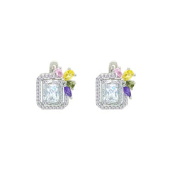 Asfour Crystal Jewelry Set With Multi Color Emerald Design In 925 Sterling Silver-SD0195-K-9