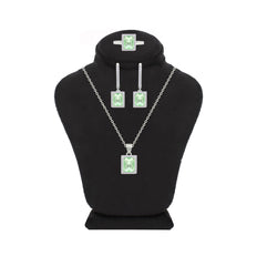 Asfour Crystal Jewelry Set With Light Emerald Zircon Stone In 925 Sterling Silver-SD0197-GL-8