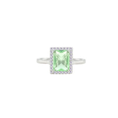 Asfour Crystal Jewelry Set With Light Emerald Zircon Stone In 925 Sterling Silver-SD0197-GL-8