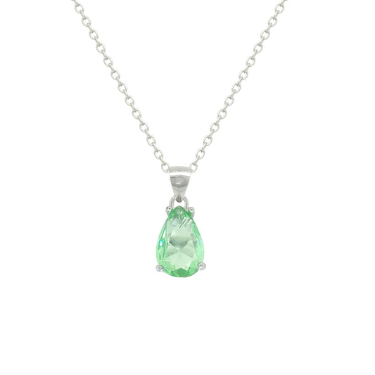 Asfour Crystal Jewelry Set With Light Emerald Pear Design In 925 Sterling Silver-SD0198-GL-8