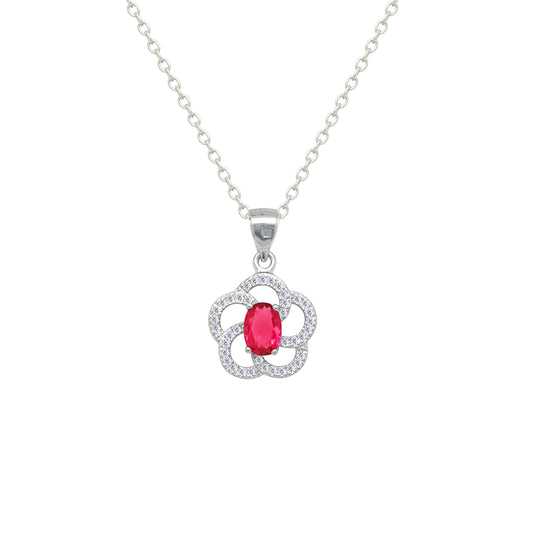 Asfour Crystal Jewelry Set With Dark Rose Floral Design In 925 Sterling Silver-SD0200-O5