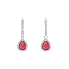 Asfour Crystal Jewelry Set With Dark Rose Pear Design In 925 Sterling Silver-SD0202-O5