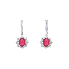 Asfour Crystal Jewelry Set With Dark Rose Oval Stones In 925 Sterling Silver-SD0204-O5