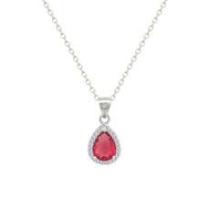 Asfour Crystal Jewelry Set With Dark Rose Pear Design In 925 Sterling Silver-SD0205-O5