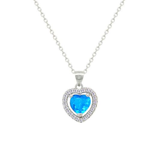 Asfour Crystal Jewelry Set With Light Blue Heart Design In 925 Sterling Silver-SD0206-A-BL