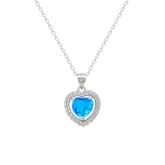 Asfour Crystal Jewelry Set With Light Blue Heart Design In 925 Sterling Silver-SD0206-A-BL