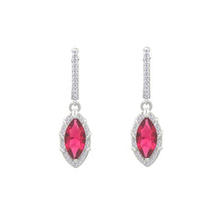 Asfour Crystal Jewelry Set With Dark Rose Marquise Design In 925 Sterling Silver-SD0207-O5-9