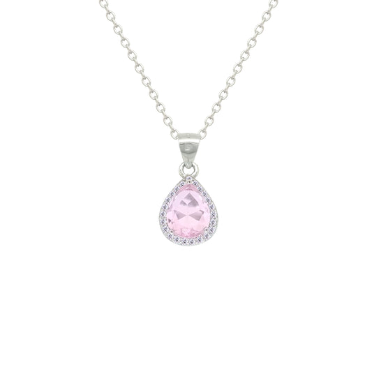 Asfour Crystal Jewelry Set With Rose Pear Design In 925 Sterling Silver-SD0208-O-9
