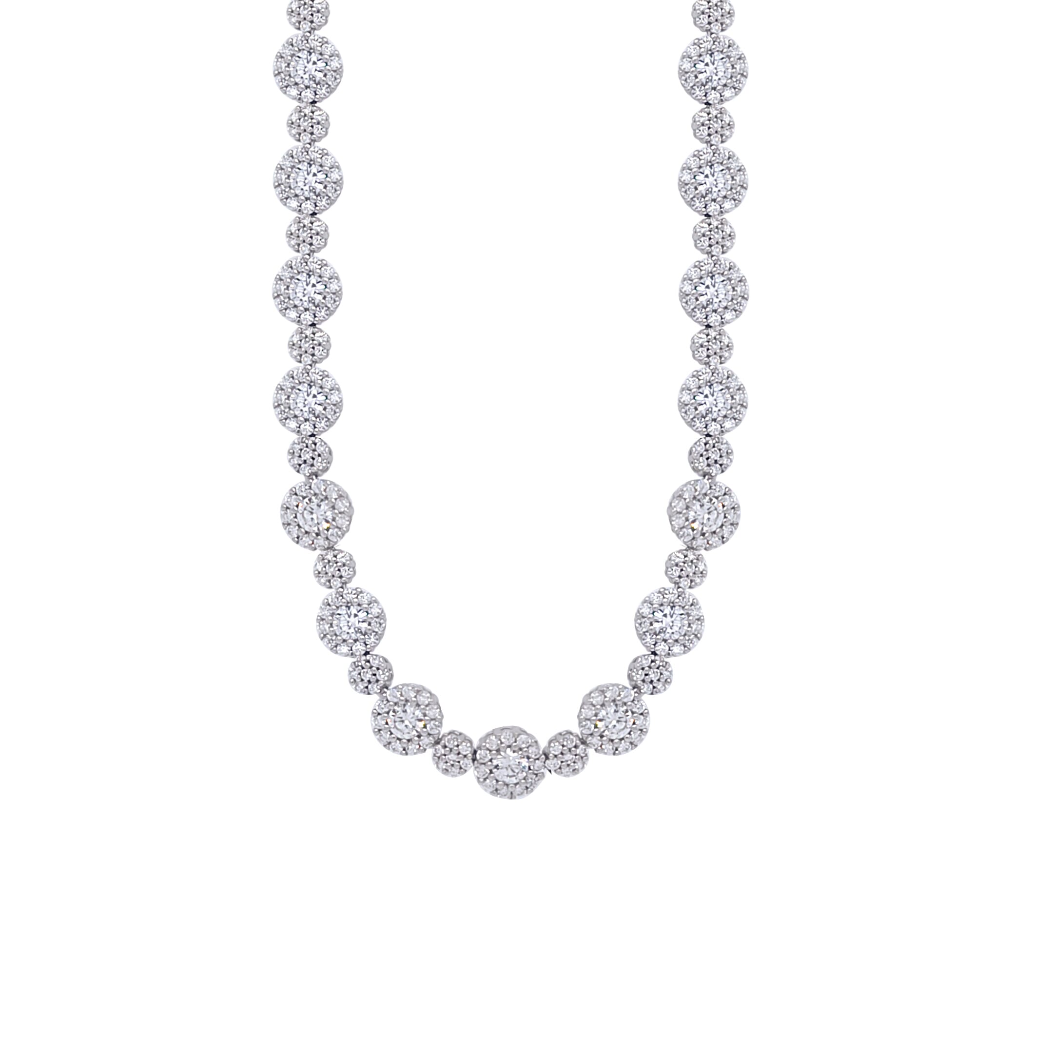 Asfour Crystal Jewelry Set Of Tennis Necklace And Bracelet With Zircon Stones in 925 Sterling Silver-SM0015