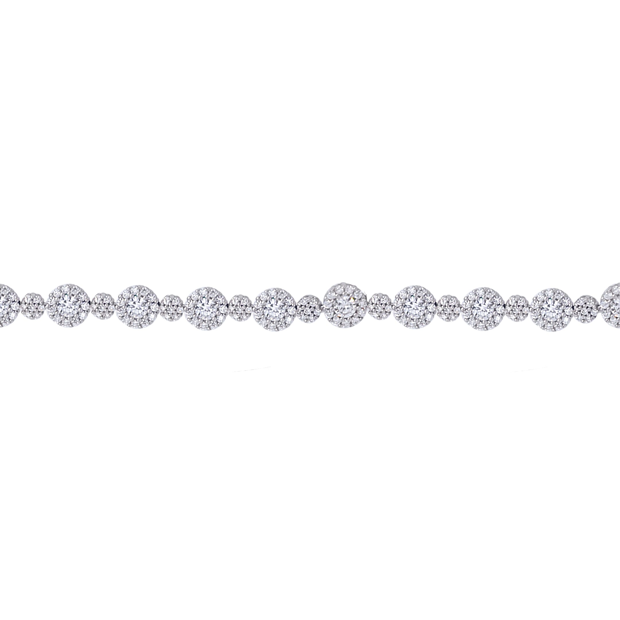 Asfour Crystal Jewelry Set Of Tennis Necklace And Bracelet With Zircon Stones in 925 Sterling Silver-SM0015