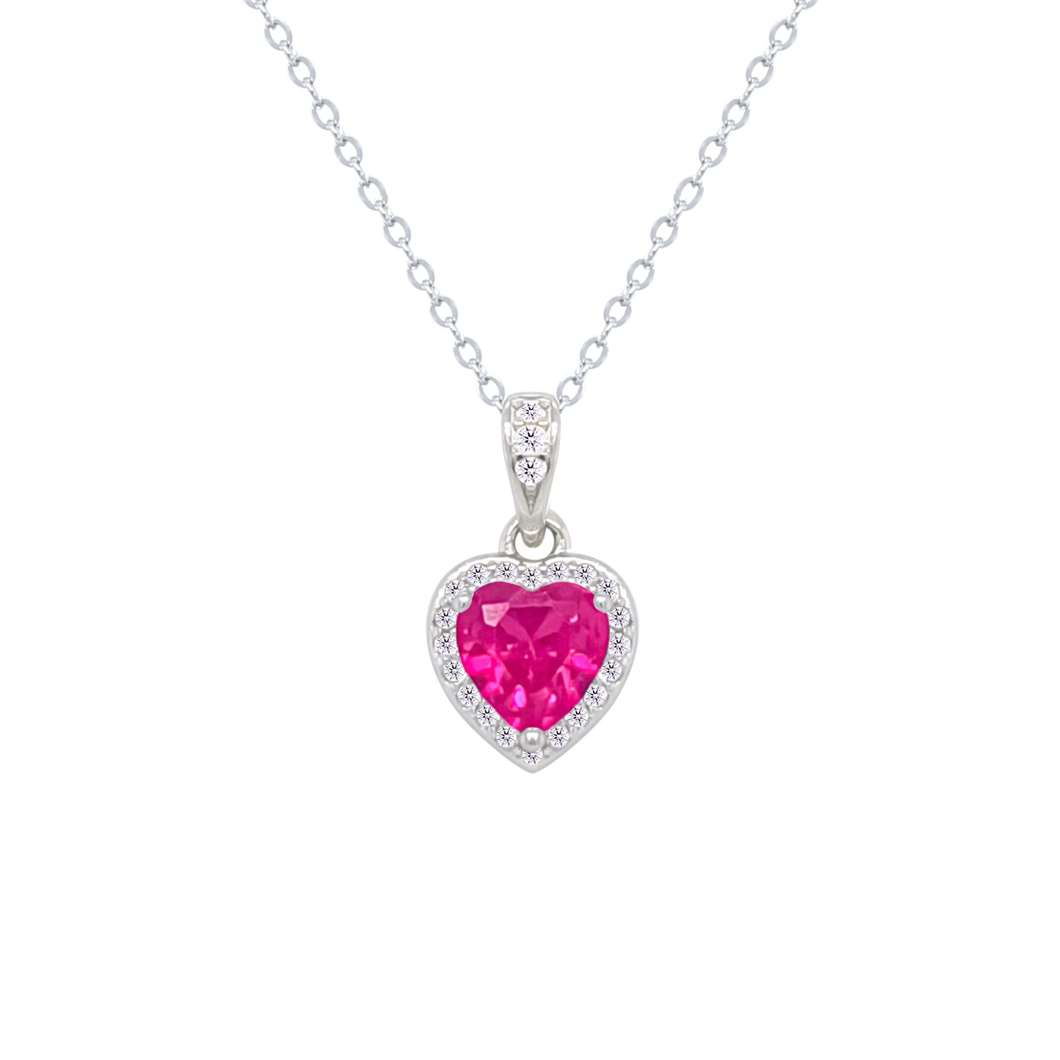 Asfour Crystal Jewelry Set With Fuchsia Heart Design In 925 Sterling Silver -SM0017-F